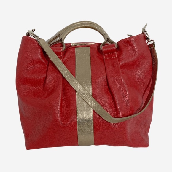 Daniella Ortiz Handbags - Rare Daniella Ortiz Red & Gold Stripe Handbag EUS